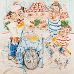 Θωμάς Τουρναβίτης_λάδι σε καμβά_Ice Cream Man and the list of Flavours_114x114 cm