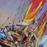 Antonopoulou, Sailing, 2017, acrylics on canvas, 80x60 cm