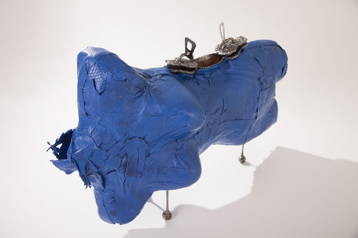 Miodrag Peric The blue yonder ,iguanas leather,pythin skin iron,2018