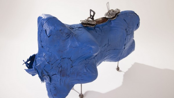 Miodrag Peric The blue yonder ,iguanas leather,pythin skin iron,2018